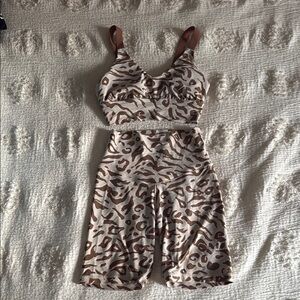 Aerie Leopard Print Bike Shorts Set